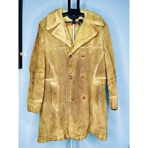 Vintage 70's Men's William Barry Suede Wool Fur Leather Jacket Size 42 USA RARE‎